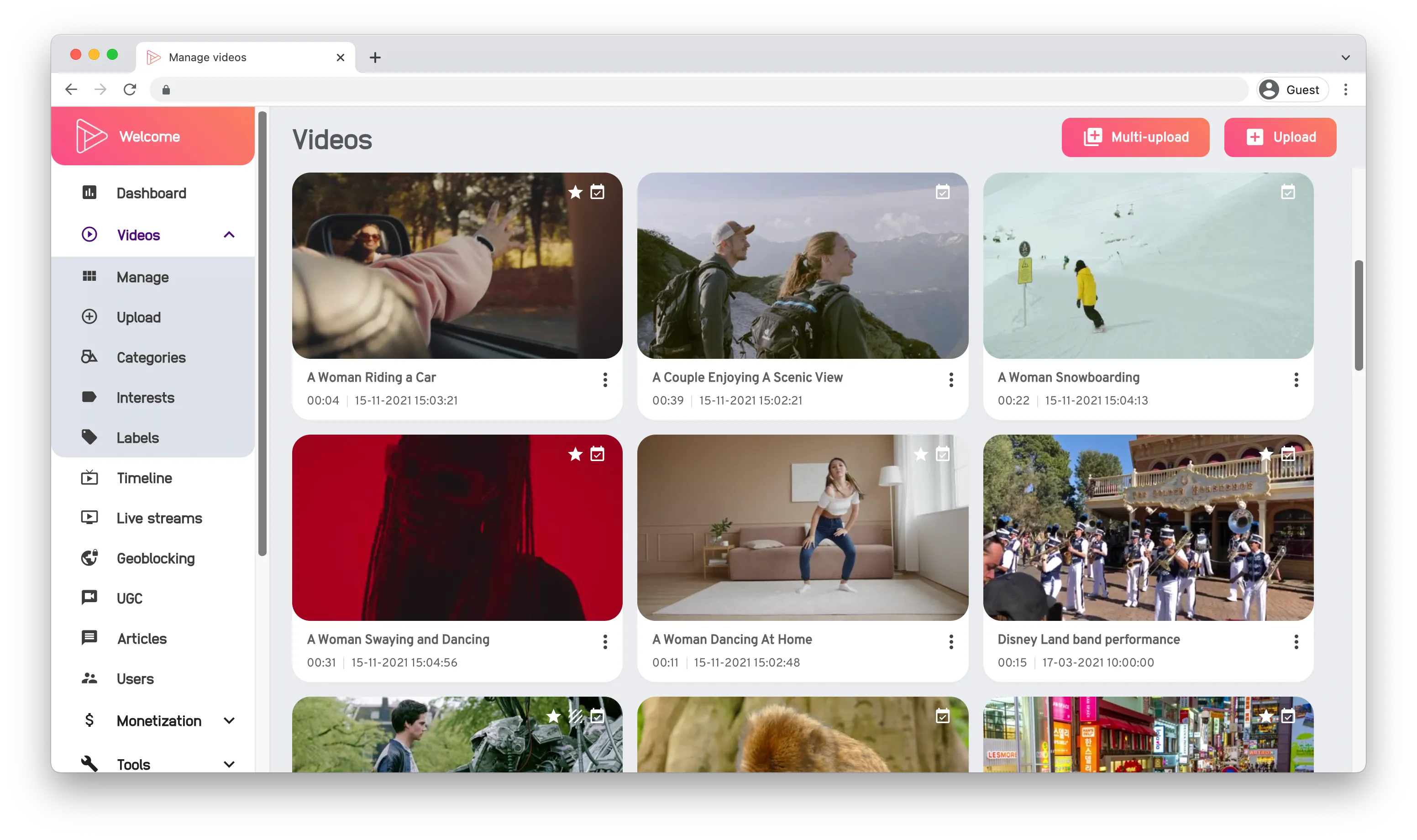 Tradecast content beheer systeem (management system) - overzicht video's